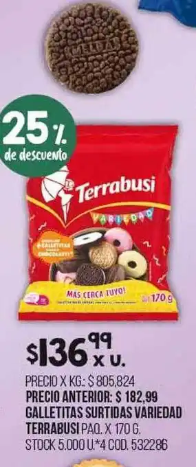 Coto Galleitas surtidas variedad terrabusi 25% de descuento oferta
