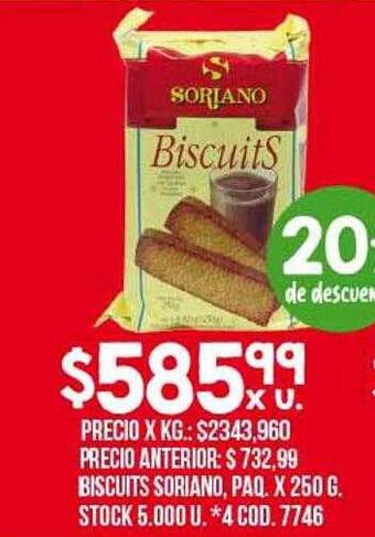 Coto Biscuits soriano 20% de descuento oferta