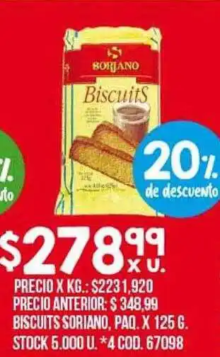 Coto Biscuits soriano 20% de descuento oferta
