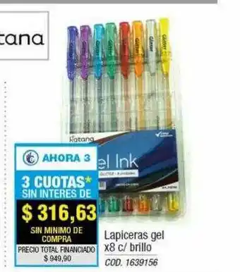 Rio Shop Deco Lapiceras gel x8 c- brillo oferta