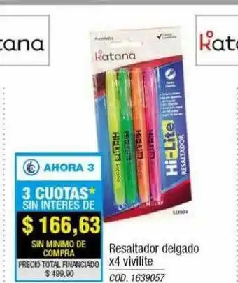 Resaltador delgado x4 vivilite