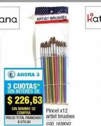 Rio Shop Deco Pincel x 12 artist brushes oferta