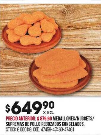 Coto Medallones nuggets supremas de pollo rebozados congelados oferta