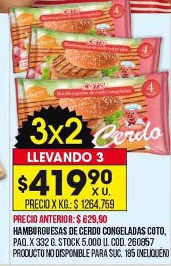 Coto Hamburguesas de cerdo congeladas coto oferta