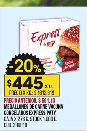 Coto Medallones de carne vacuna congelados express paty oferta