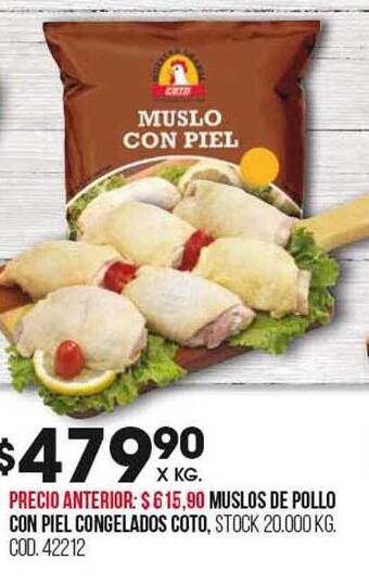 Coto Muslos de pollo con piel congelados coto oferta