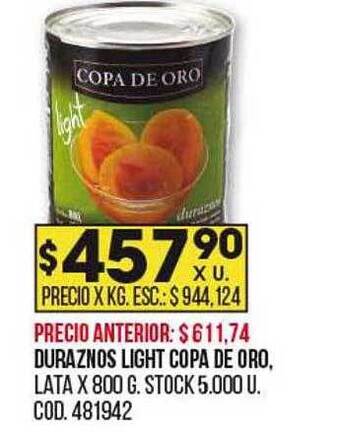 Coto Duraznos light copa de oro oferta