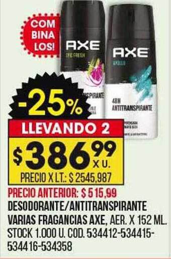 Coto Desodorante antitranspirante varias fragancias axe oferta