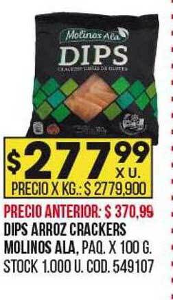 Coto Dips arroz crackers molinos ala oferta