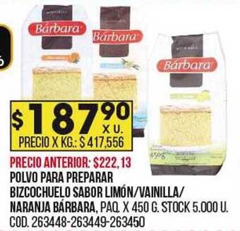Coto Polvo para preparar bizcochuelo sabor limón vainilla naranja bárbara oferta