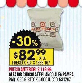 Coto Alfajor chocolate blanco alfa pampa oferta