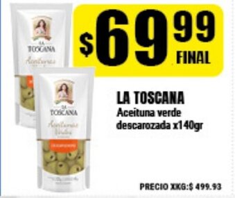 Supermayorista Vital La Toscana Aceituna verde descarozada x140gr oferta