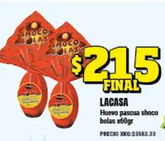 Supermayorista Vital Lacasa Huevo pascua shoco bolas x60gr oferta