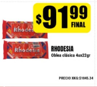 Supermayorista Vital Rhodesia Oblea clásica 4ux22gr oferta