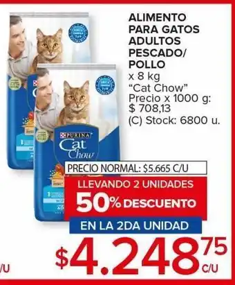 Carrefour Maxi Alimento para gatos adultos pescado/pollo 8kg oferta