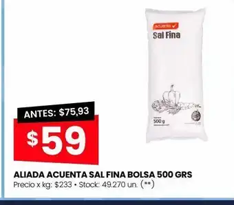 Changomas Aliada acuenta sal fina bolsa 500 grs oferta