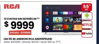 Changomas Led 55 4k android rca and55p6uhd oferta