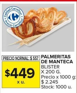 Carrefour Maxi Palmeritas de manteca 200g oferta