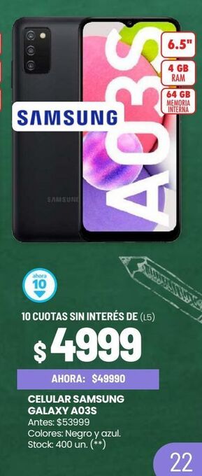 Changomas Celular samsung galaxy a03s oferta