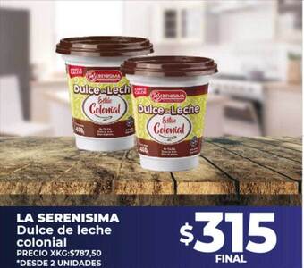 Supermayorista Vital La serenisima dulce de leche colonial oferta