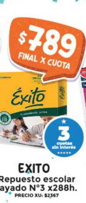 Supermayorista Vital Exito repuesto escolar rayado n°3 oferta