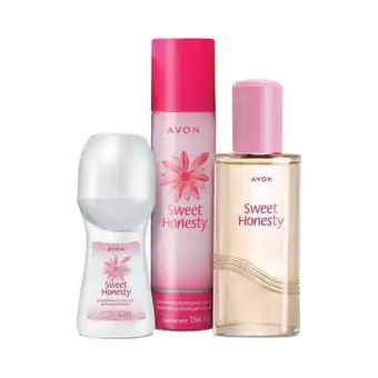 Avon Set x3 desodorante roll-on + desodorante en aerosol + perfume de mujer sweet honesty oferta