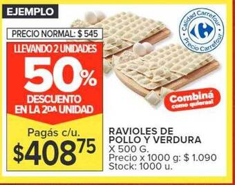 Carrefour Ravioles de pollo y verdura oferta
