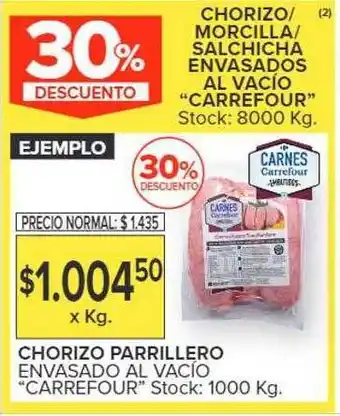 Carrefour Chorizo parrillero envasado al vacío oferta