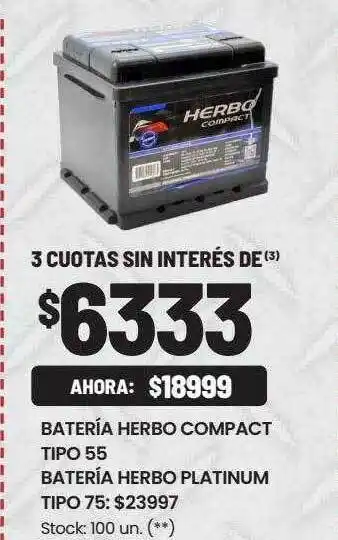 Changomas Batería herbo compact tipo 55 batería herbo platinum tipo 75 oferta