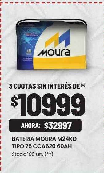 Changomas Batería moura m24kd tipo 75 cca620 60ah oferta
