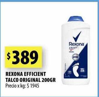 Punto Mayorista Rexona efficient talco original 200gr oferta
