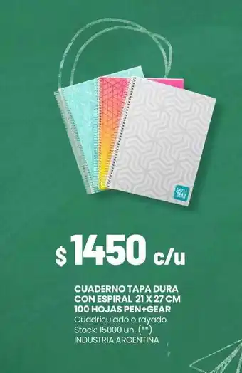 Changomas Cuaderno tapa dura con espiral 21x27 cm 100 hojas pen+gear oferta