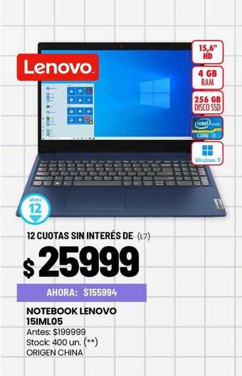 Changomas Notebook lenovo 15iml05 oferta
