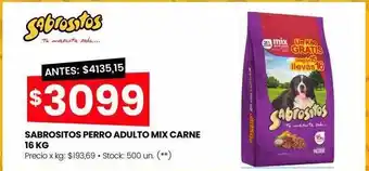 Changomas Sabrositos perro adulto mix carne 16kg oferta