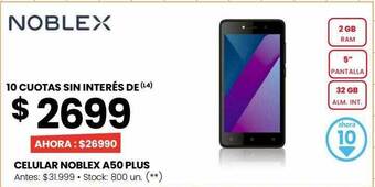 Changomas Celular noblex a50 plus oferta