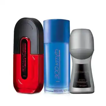 Avon Set x3 300 km roll-on + 300 km nitro aerosol + 300 km max turbo perfume oferta
