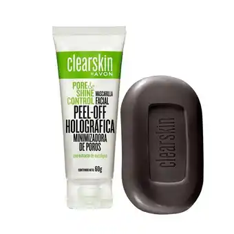 Avon Set x2 jabón purificante con carbón + mascarilla facial holográfica | clearskin oferta