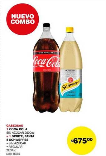 Atomo Conviene Gaseosa 1 coca cola + 1 sprite fanta o schweppes oferta