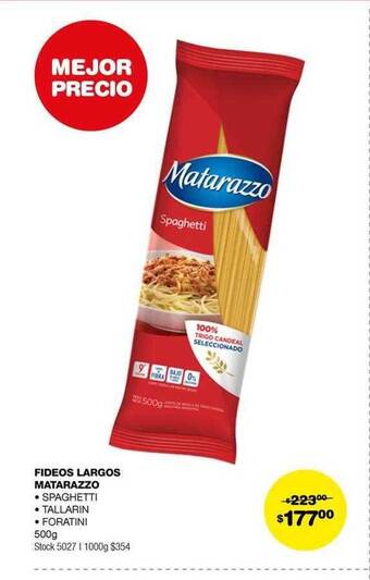 Atomo Conviene Fideos largos matarazzo spaghetti tallarin foratini oferta