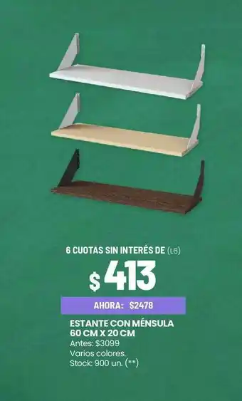 Walmart Estante con ménsula 60cm x 20 cm oferta