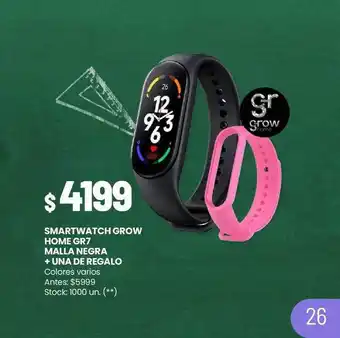 Walmart Smartwatch grow home gr7 malla negra + una de regalo oferta