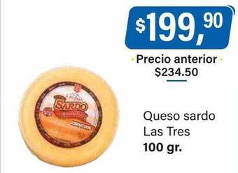 Supermercados Damesco Queso sardo las tres oferta