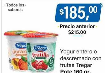 Supermercados Damesco Yogur entero o descremado con frutas tregar oferta