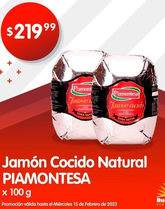 Supermercados Buenos Días Jamón Cocido Natural Piamontesa 100g oferta