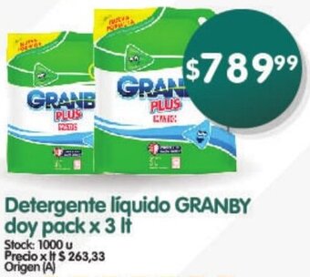 Supermercados Buenos Días Detergente Líquido Grandy Doy Pack 3L oferta