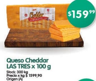Supermercados Buenos Días Queso Cheddar Las Tres 100g oferta