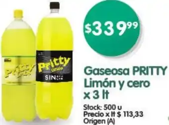Supermercados Buenos Días Gaseosa Pritty Limón y Cero 3L oferta