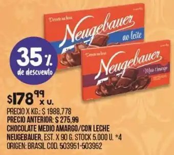 Coto Chocolate Medio Amargo/con Leche Neugebauer 90g oferta