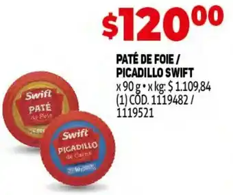 Makro Paté de Foie/Picadillo Swift 90g oferta