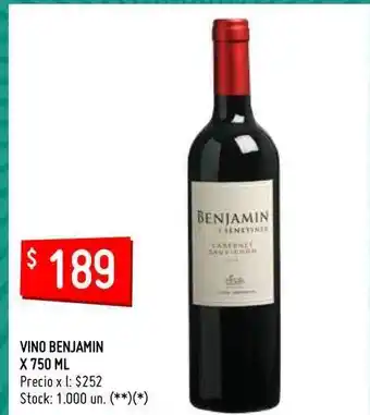 Walmart Benjamin Vino 750ml oferta